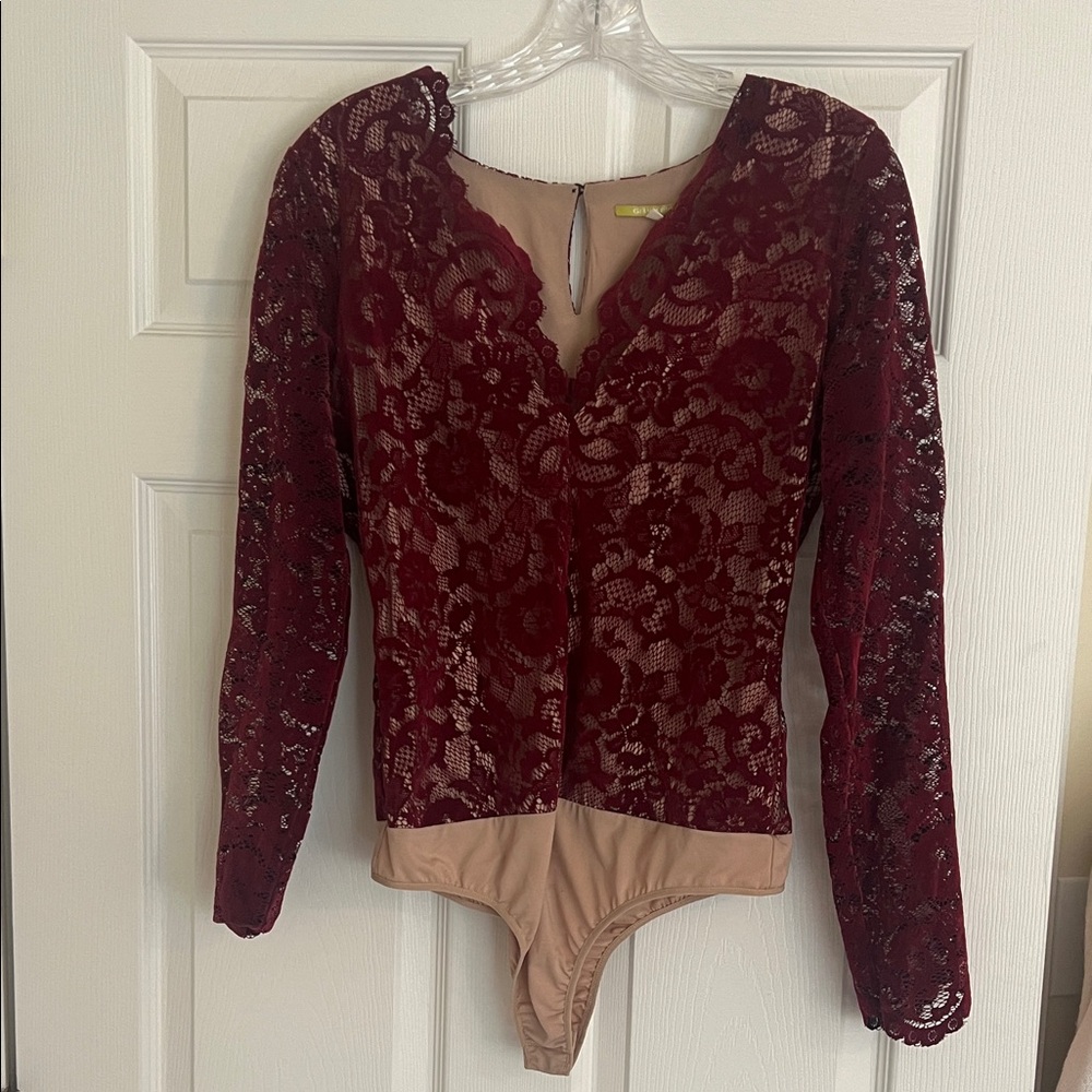 Gianni Bini Deep Red Lace Bodysuit